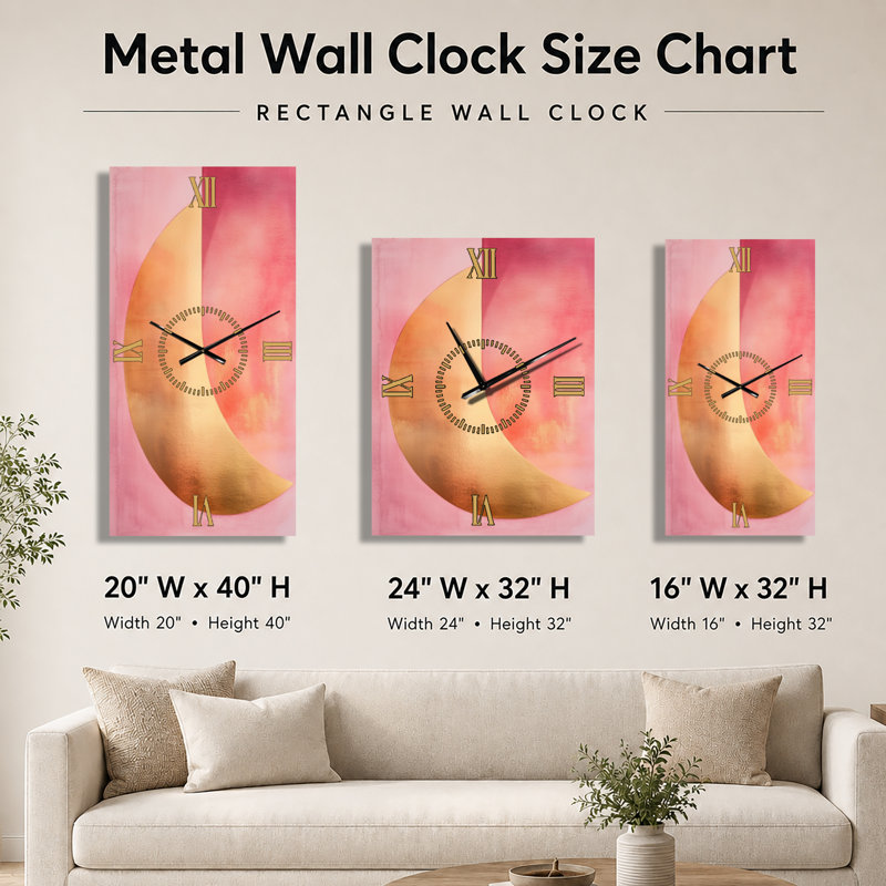 Blush and Gold Arcs I - Horloge murale glamour, H 32 po x l 24 po - Rectangle