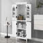 Armoire de rangement élégante pour salle de bain, unité de rangement pour salle de bain, armoire autoportante avec 4 portes, tablettes réglables, tablettes adaptables-77071467