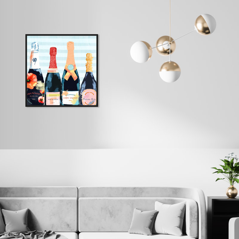«Champagne Flower» par Oliver Gal, impression sur toile tendue, Cadre noir, H 16 po x l 16 po