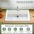 36" L x 22" W White Kitchen Sink Drop In Single Bowl with Bottom Grids and 1 Faucet Hole