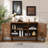 Jahey Modern 3-Door Storage Cabinet With Adjustable Shelves, Slatted Doors-368952915