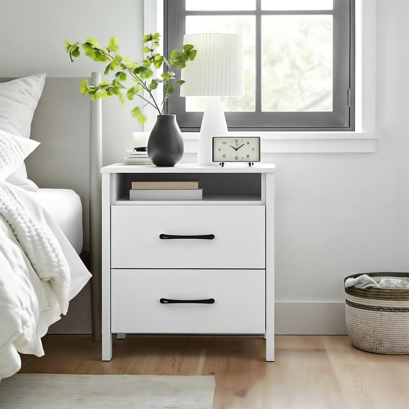  Allysyn 22.7" 2 Drawer Nightstand, White, Individual