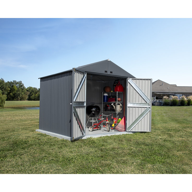 Elite Steel Storage Shed, 10X8, Anthracite, 122.9'' W X 96.41'' D X 91.4'' H