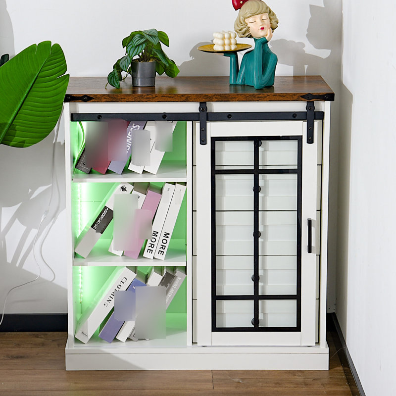 Armoire de salon avec 5 tiroirs et 2 tablettes réglables, DEL intégrée, noyer blanc pour la maison, 7 couleurs, tiroirs, + profondeur