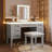 Vanity Desk with Mirror and Lights, Makeup Vanity with Drawers and Cushioned Stool-1799648668