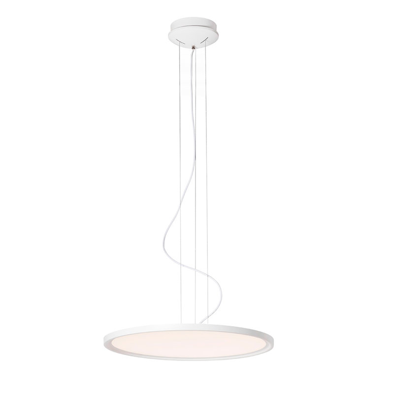 Ferndale 1 - Light Matt White LED Drum Pendant, 45W/3500LU, 2cm H x 60cm W x 60cm D