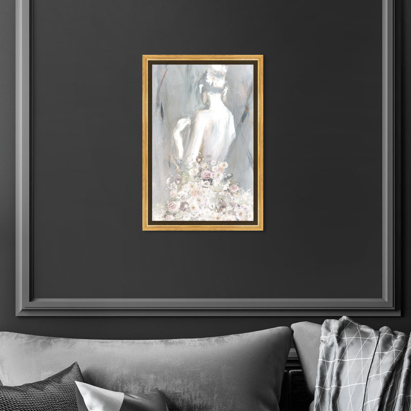 «Fashion and Glam Th pensing You You», peinture traditionnelle rose - peinture sur toile, Toile encadrée, H 45 po x l 30 po