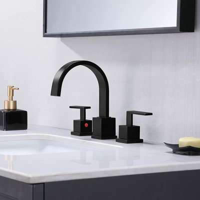 Robinet de salle de bain à 3 trous en nickel brossé à 3 trous, robinet de meuble-lavabo de salle de bain moderne à 2 poignées à 2 poignées pour robinet de lavabo 3 trous avec drain escamotable et conduites d'alimentation en eau