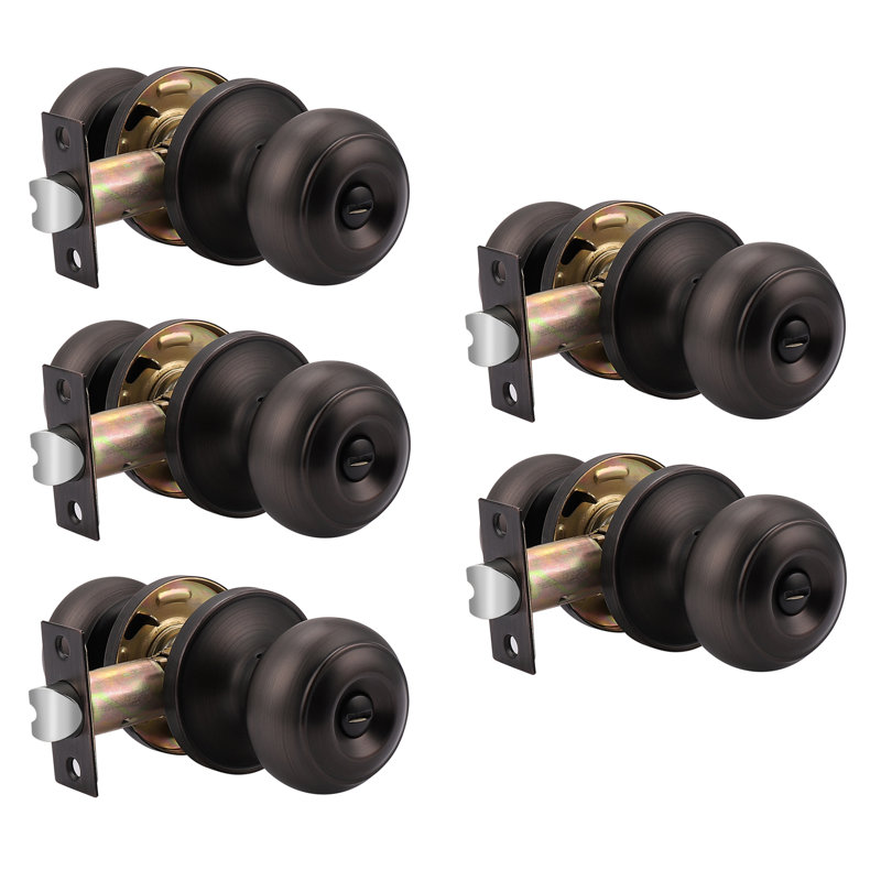 Door Knobs with Round Rosette, Keyless Lock, Oil Rubbed Bronze, Privacy (Bed & Bath)