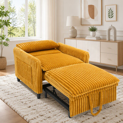 Fauteuil d'appoint confortable en velours côtelé avec coussin pour les petits espaces
