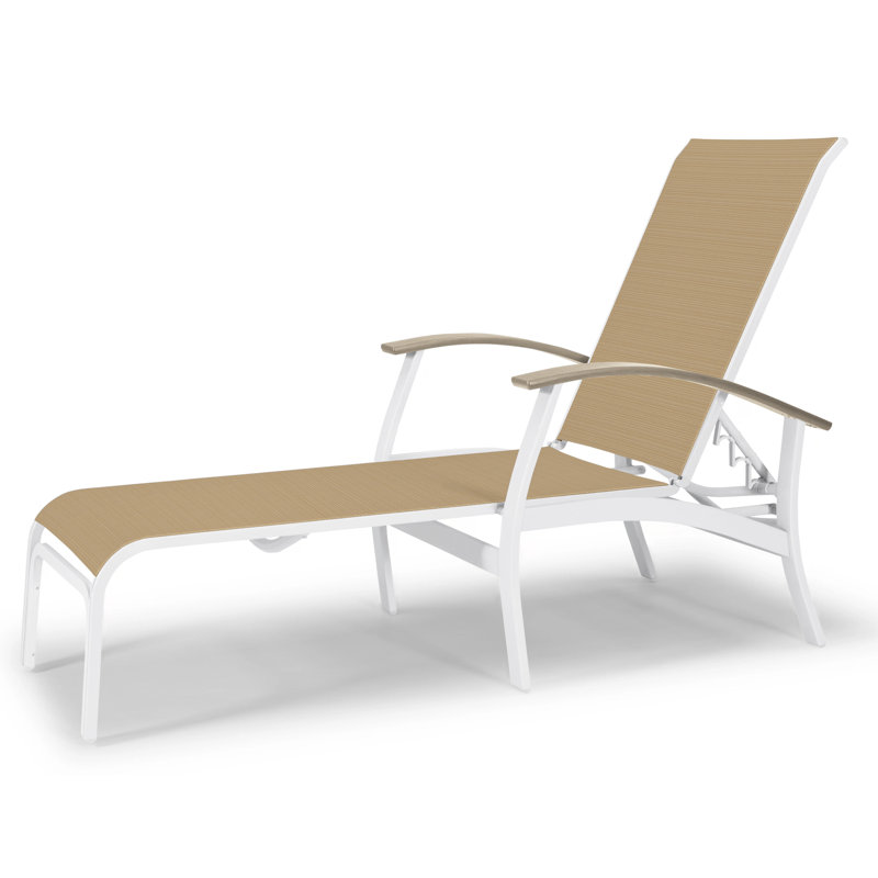 Askar Outdoor Rust-Resistant Metal Chaise Lounge, Desert P60, Red 1D Sunbrella®, Gloss White