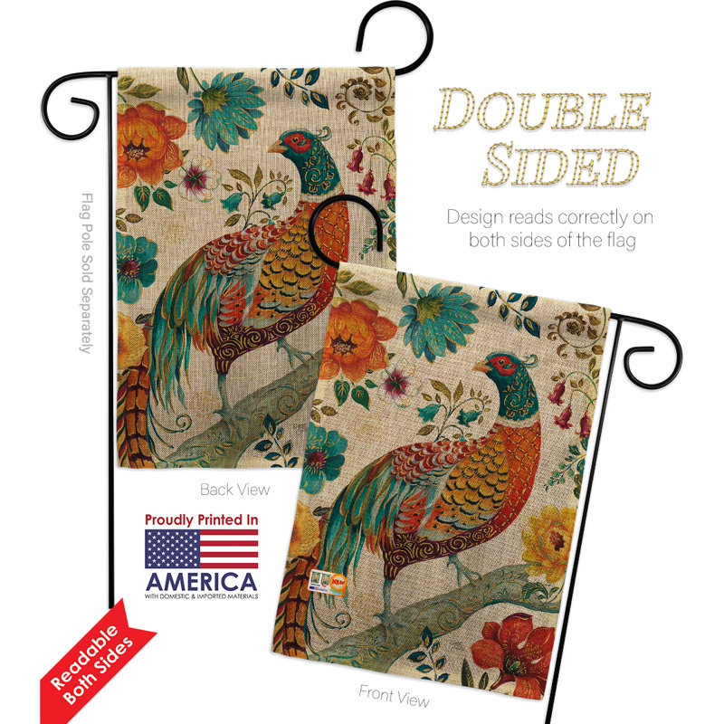 Suzani peacock 2 côtés en polyester 19 x 13 po drapeau de jardin