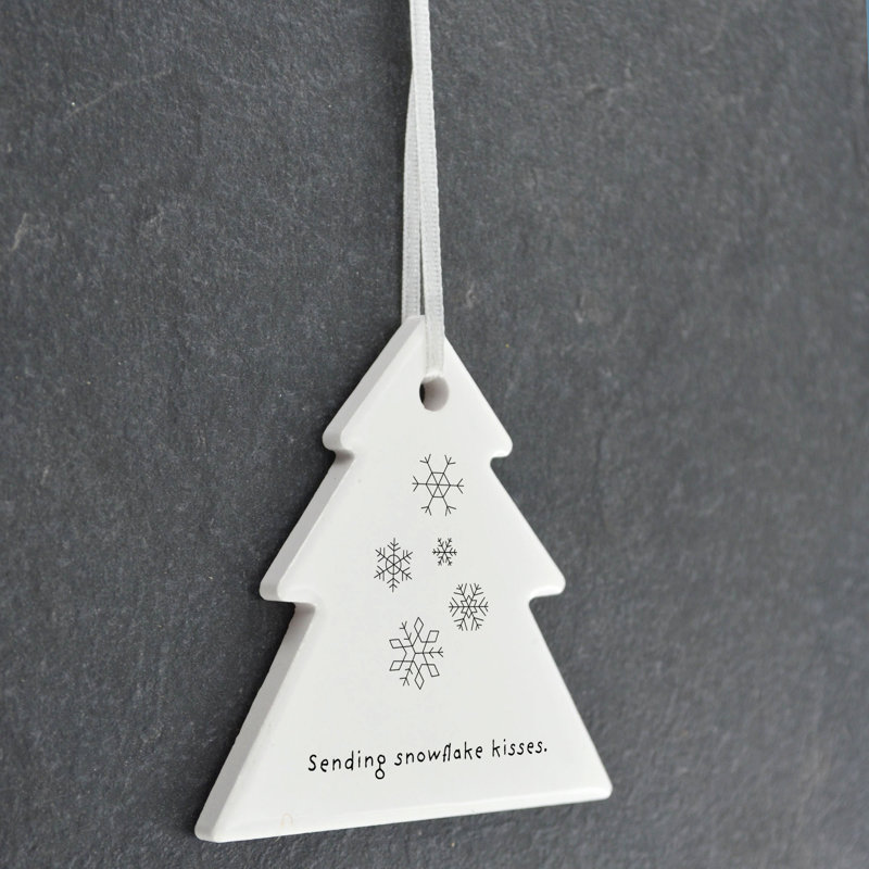 Sending Snowflake Kisses Tree Shaped Ceramic Ornament