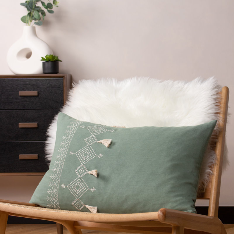 Pritta Geometric Rectangular Cushion, Eucalyptus