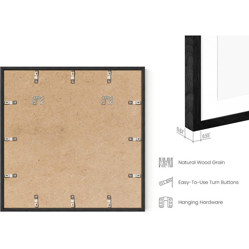 Haus and Hues Standalone Square Frames Set of 15, 20" W x 20" H, Black