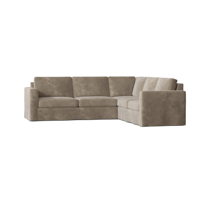 Bewley Upholstered L-Shaped Sectional, Dark Brown, Bella Toast Performance Velvet, Right Hand Facing