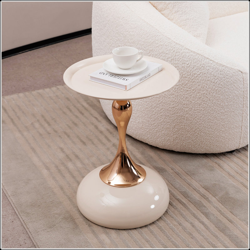 Table d'appoint ronde avec table de bout Mermaid, White/Gold