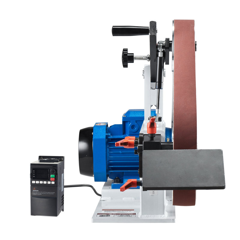 Ponceuse à bande à vitesse variable 2HP avec VFD, machine de polissage professionnelle de 72 po x 2 po pour la fabrication de couteaux et le travail des métaux