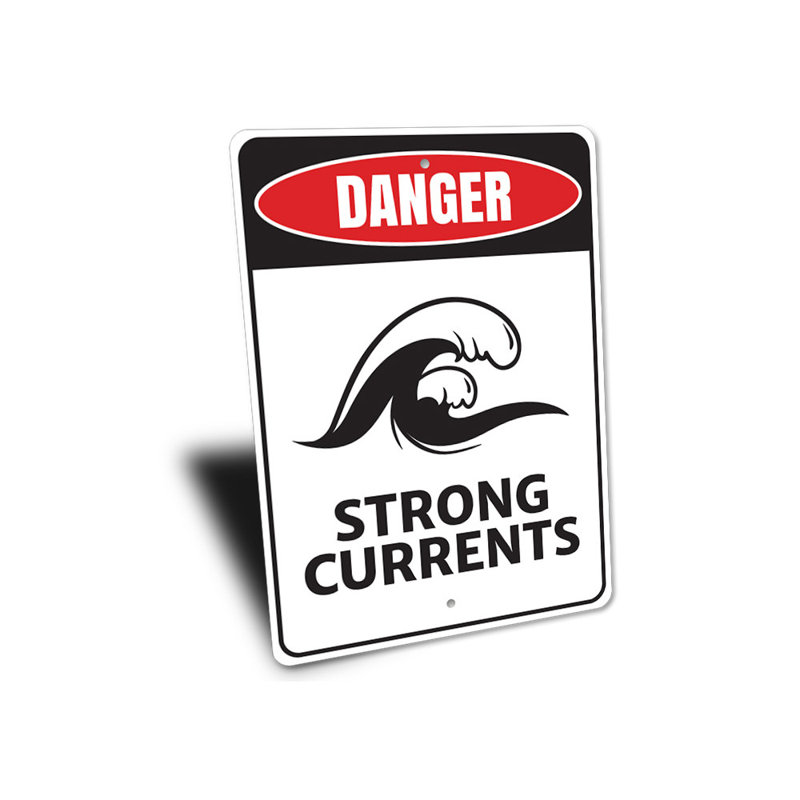 Signe de danger de forts courants, H 14 po x l 10 po x P 0,04 po