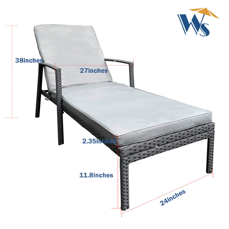 Chaise longue d'extérieur en rotin et osier gris, Coussin blanc / cadre gris