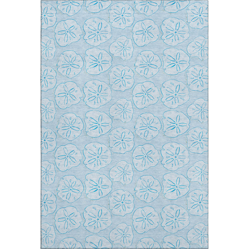 Premium Machine Washable Mayfield AMF189 Animal Print Rug, Blue, 2'6" x 3'10"