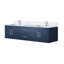 Meuble-lavabo double bleu marine 72 po - Comptoir et robinet en marbre avec deux compartiments de rangement spacieux-1027805090