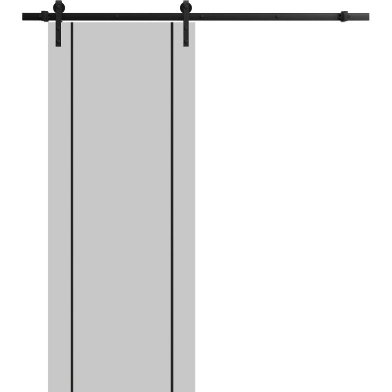 Porte de grange en bois massif massif, Gris mat, 30 po x 80 po