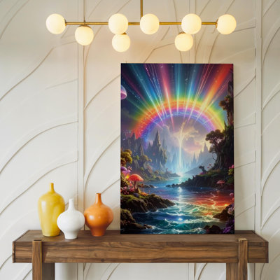 Dreamy Utopia Canvassurreal Landscape With Glowing Lights And Futuristic Canvas Wall Art Ready To Hang Gallery Wrapped Home Decor Decor