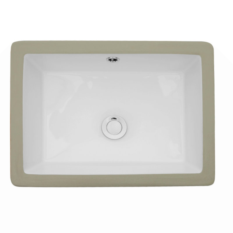 22"X15.5"  Ceramic Rectangular Undermount Bathroom Sink With Overflow