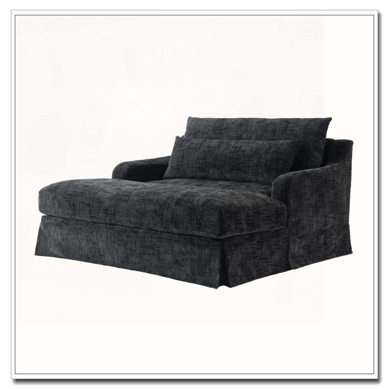 Canapé 59,5 pouces avec surface texturée et deux coussins, Noir