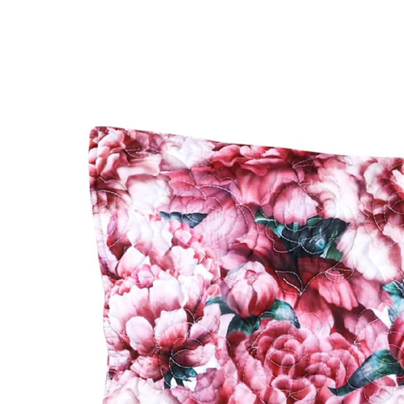 Standard Floral Pink Microfiber Cotton Pillow Sham