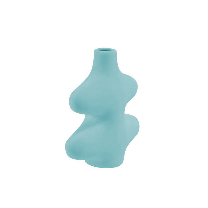Corderra Ceramic Table Vase, Light Blue, 21cm H x 19cm W x 5cm D