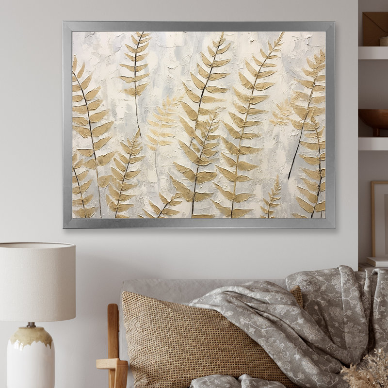 Golden Ferns Silent Symphony VI sur impression sur toile, H 16 po x l 32 po x P 1,5 po, Cadre simple argenté