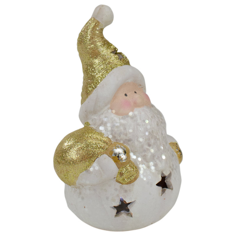 Décoration de table de Noël 8 po avec lumières DEL dorées et blanches