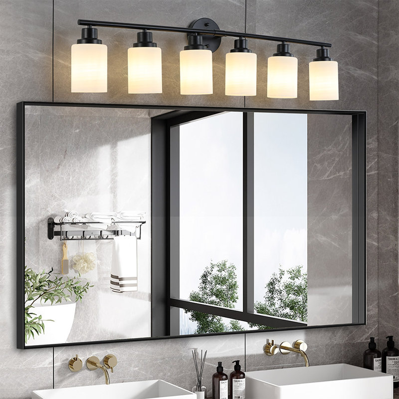 Brushed Nickel Modern Vanity Light with Frosted Glass Shades