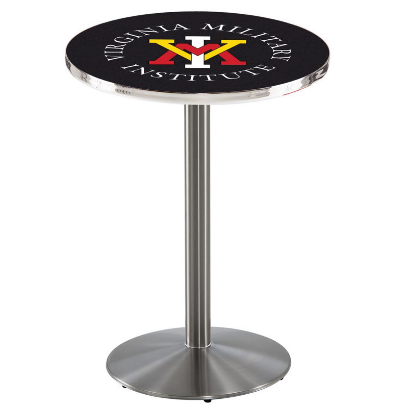 Round Metal Base Dining Table, Stainless Steel, Virginia Military Institute