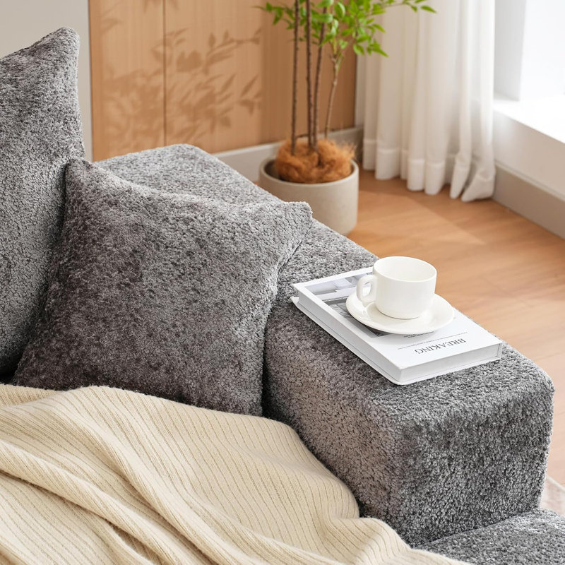 Canapé modulaire modulaire avec méridienne et canapé-lit, canapé Cloud surdimensionné pour 4 personnes, tissu chenille lavable avec coussins, canapé convertible en L sans assemblage pour le salon ou la chambre à coucher
