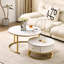Opal Modern Nesting Coffee Table Set – 2-Piece Sintered Stone Tables with Gold/Silver Chrome Legs-302813062