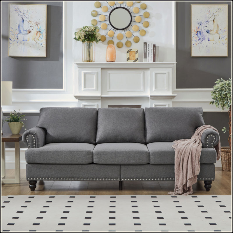 Canapé en tissu rembourré 83 po, Gris