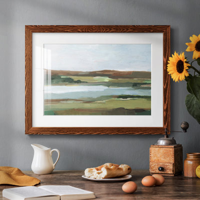 Autumn River Crossing II - Art mural mural mat et encadré sous verre acrylique