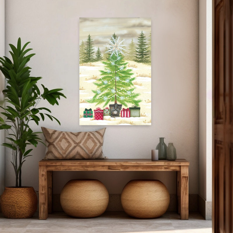 Arbre de Noël cadeaux arbre de Noël contemporain abstrait paysage art d'hiver, H 48 po x l 32 po