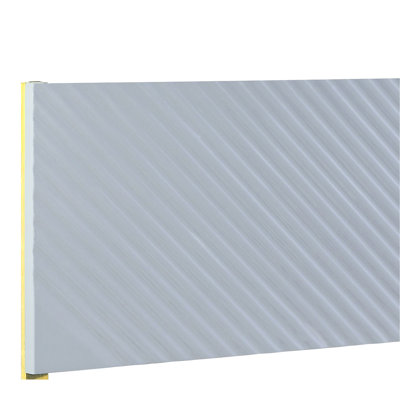 Lit Ek gris ultrabrillant avec motif ondulé et pieds en métal, 39 lattes, structure à 4 supports, capacité de 660 lb, l 86 po x P 81 po, H 46 po