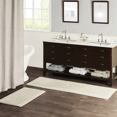 Tapis de bain réversible 100% coton, 3000 g / m², 21 x 34 po, naturel, doux et confortable, lavable à la machine, réversible, poids lourd, texture confortable