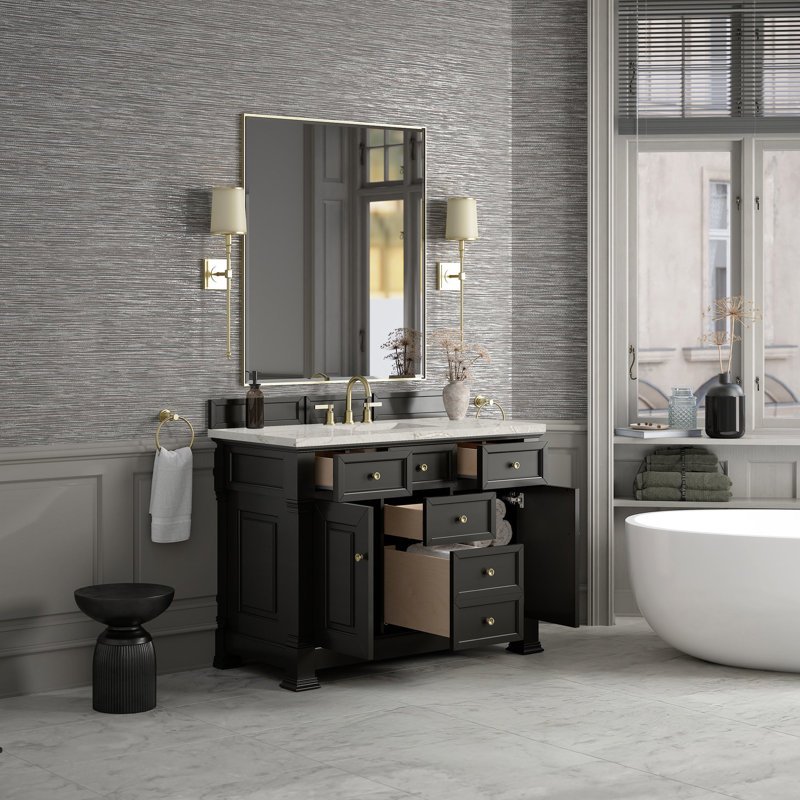 Brookfield 47.75'' W Single Bathroom Vanity Base, Black Onyx