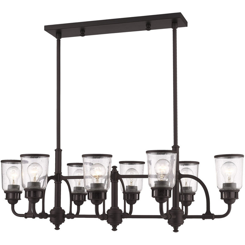 Lustre classique à 8 lumières avec abat-jour en cristal Ifeyinwa, Noir