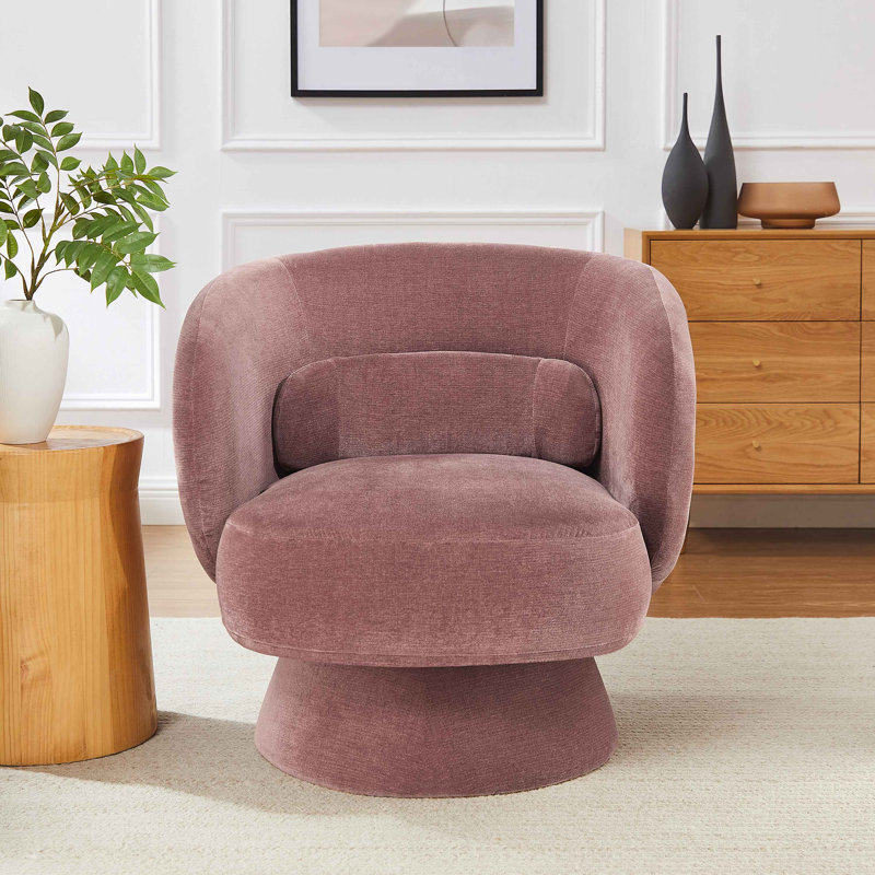 Saboor 78Cm Wide Swivel Barrel Chair, Old Rosa Rayon