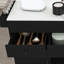 Îlot de cuisine 74,8 po avec table de salle à manger extensible, finition noire, placage de marbre, rangement intelligent et alimentation pour 3 tiroirs, armoire, prise verrouillable-129987598