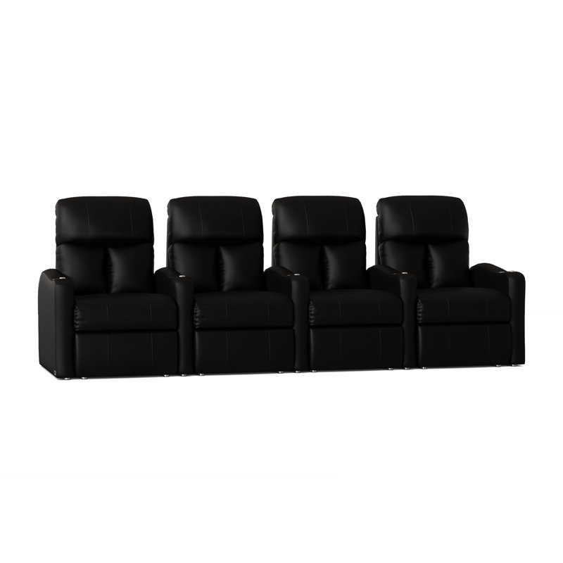 Upholstered Home Theater Seating with Cup Holder, Manual, Luxe Black
