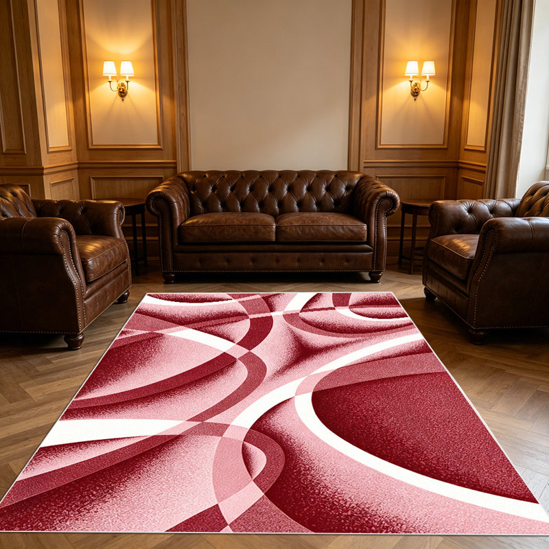 1PC burgundy abstract geometric swirl area rugs for Living Room, Soft, All seasons, Easy-maintain, Washable Indoor mat, Farmhouse suitable for dining room, bedroom, entryway, home office, kitchen, patio, Home Decor, Outdoor Decor.