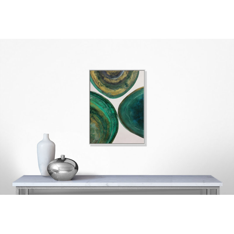 Agates 1, cadre flottant, peinture sur toile, Cadre blanc, H 40 po x l 30 po x P 2 po